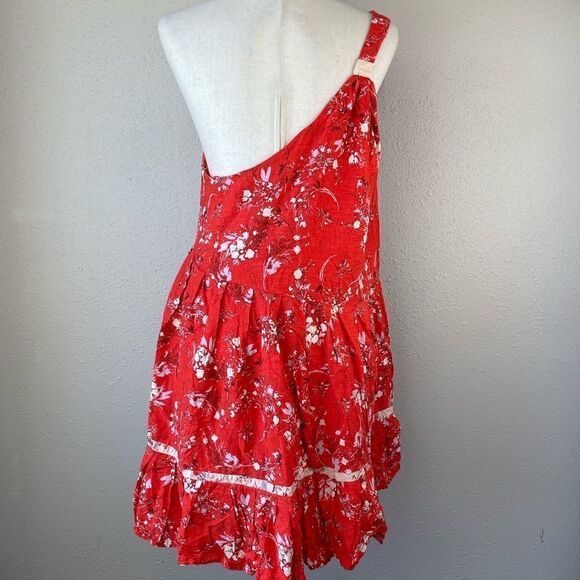 NWOT Free People Linen Blend One Shoulder Midi Dress Size L - Picture 5 of 9